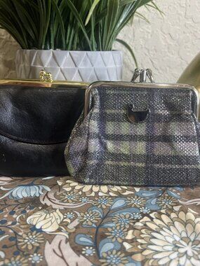 Vintage Buxton Triple Frame Coin Purse And Kiss-lock Vintage Black Coin Purse